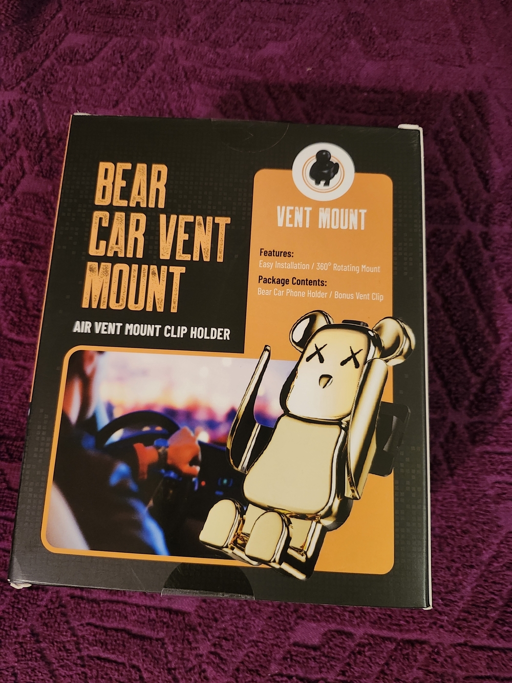Bear Car Vent Phone Mount - Gold Air Vent Clip Holder